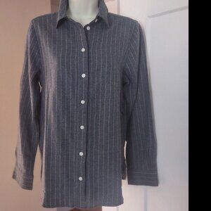 H&M Women’s Gray Flannel Button Down Pinstripe Shirt - Size XS
